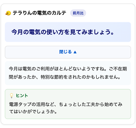 テラりんの電気のカルテ画面イメージ